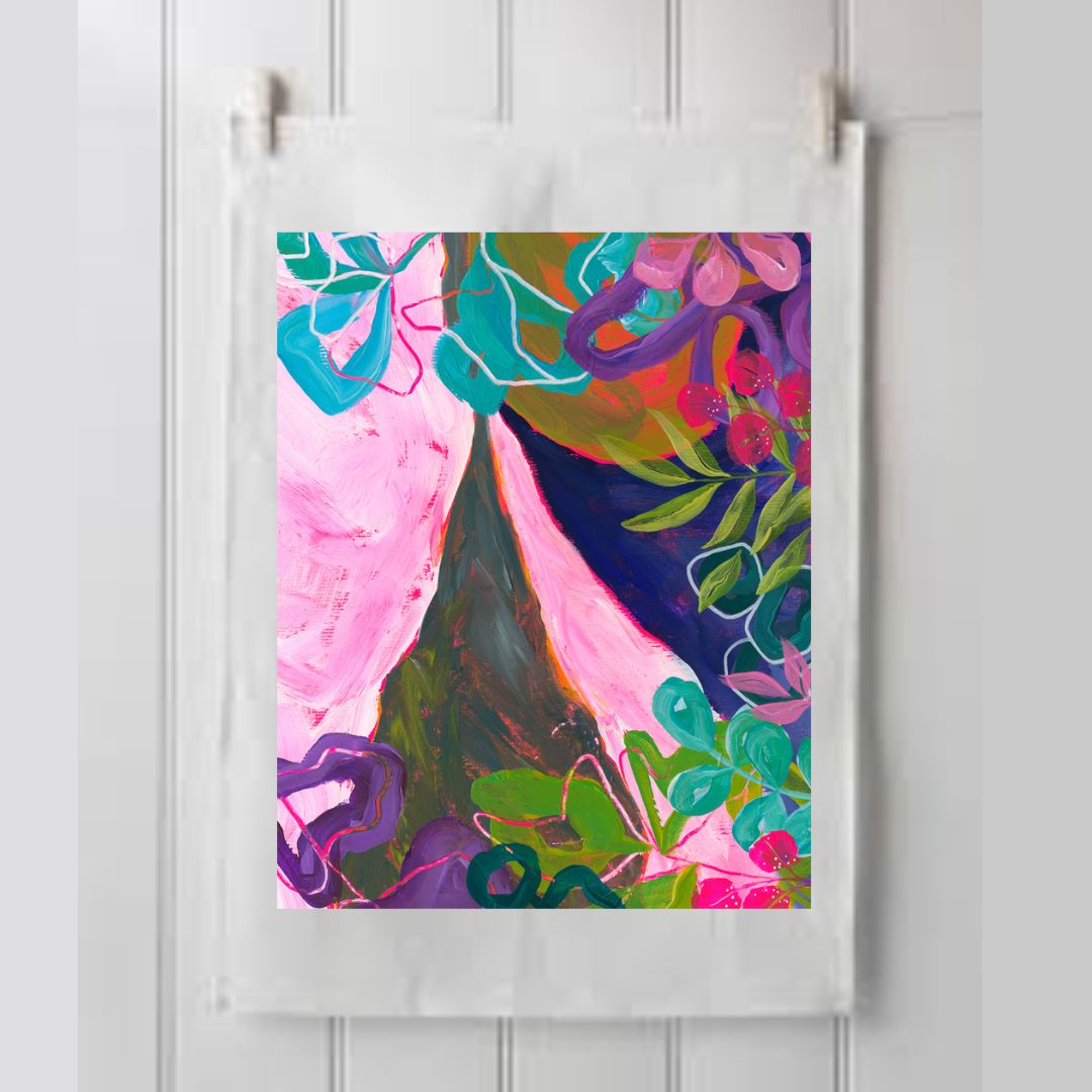 Art Tea Towel - By the Edge of the Magic River - Ros Gervay