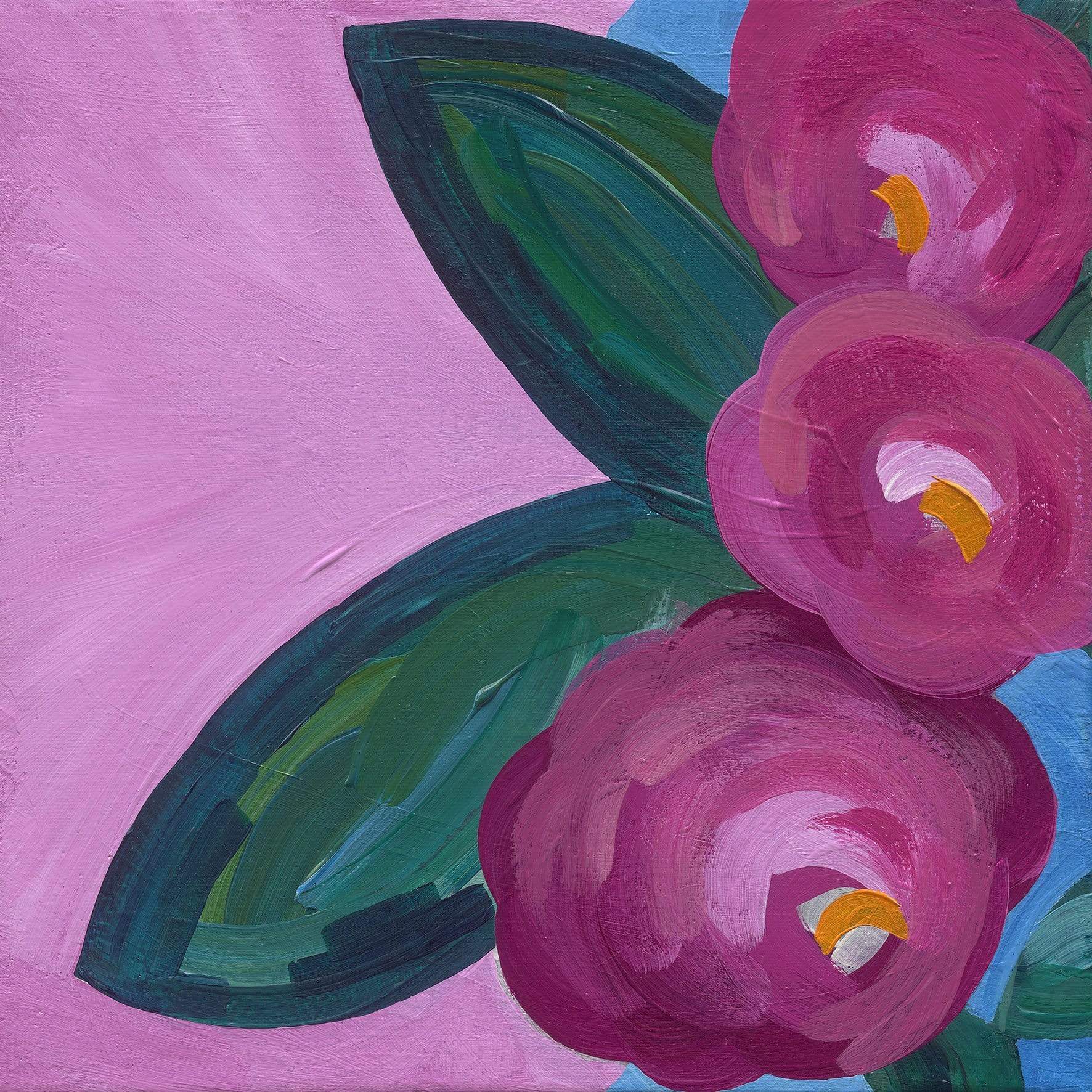 Ros Gervay Creative Giclee Print 19cmW x 19cmH / Unframed with 25mm white border "Pink Blooms" Mini Print