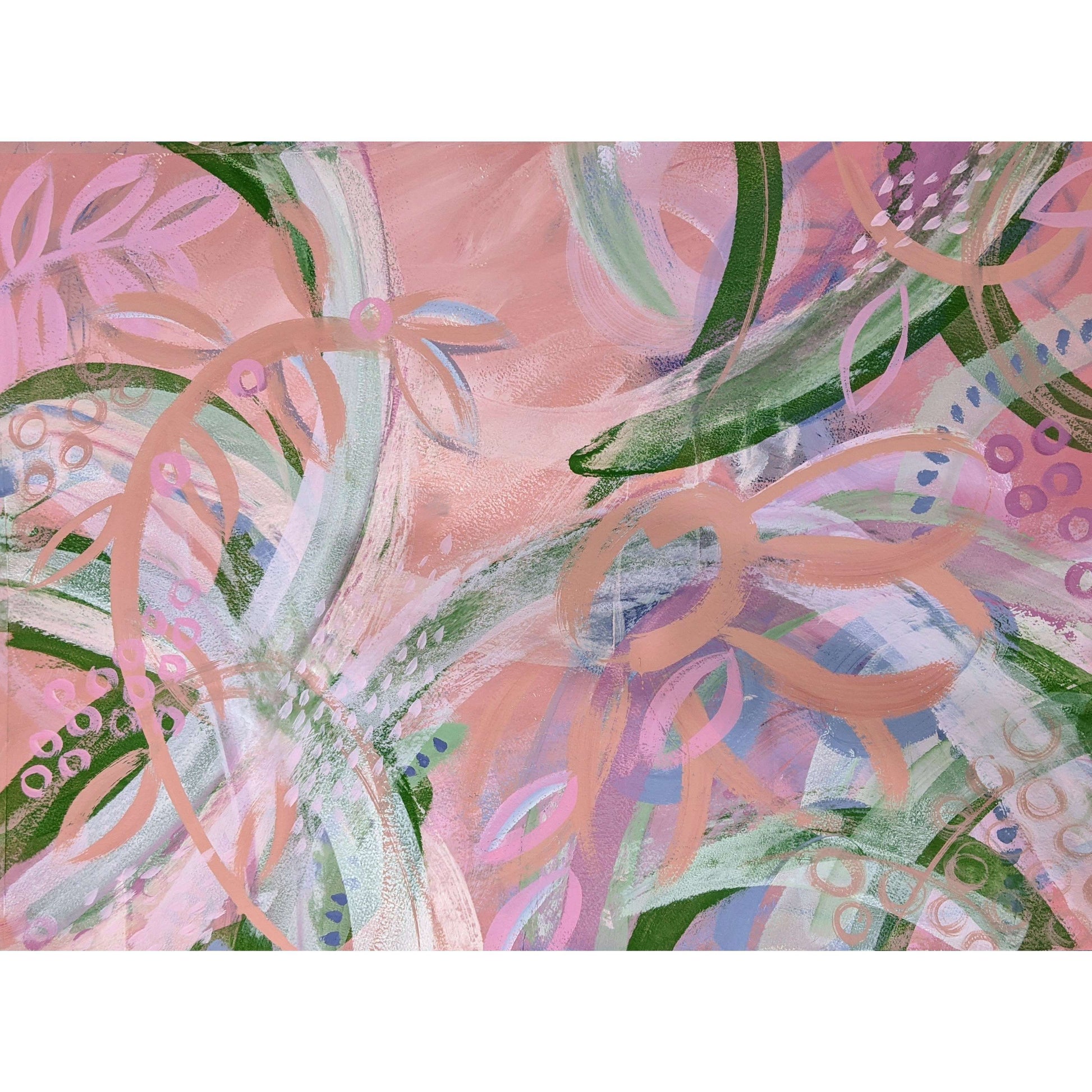 Ros Gervay Creative Original artwork 72cmW x 52.8cmH / Original Painting / Unframed "Flamingo Fields" Original